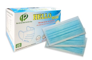 KHẨU TRANG Y TẾ HELLO MASK (3 Lớp Màu Xanh - 50 cái/hộp )